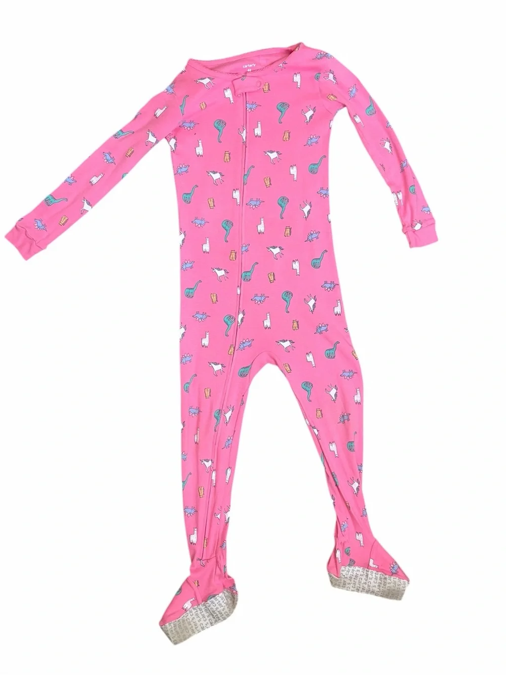 Carter’s Pink Dinosaur & Llama Footed Pajamas Size 4T | Cozy Kids Sleepwear